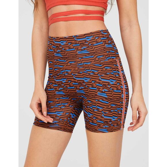 [Aerie] Offline Brown Goals Crochet Inset Geometric Bike Shorts NWT Sz Medium M - Picture 1 of 12